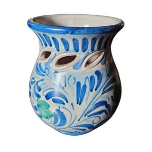 Handcrafted Blue and White Ceramic Vase